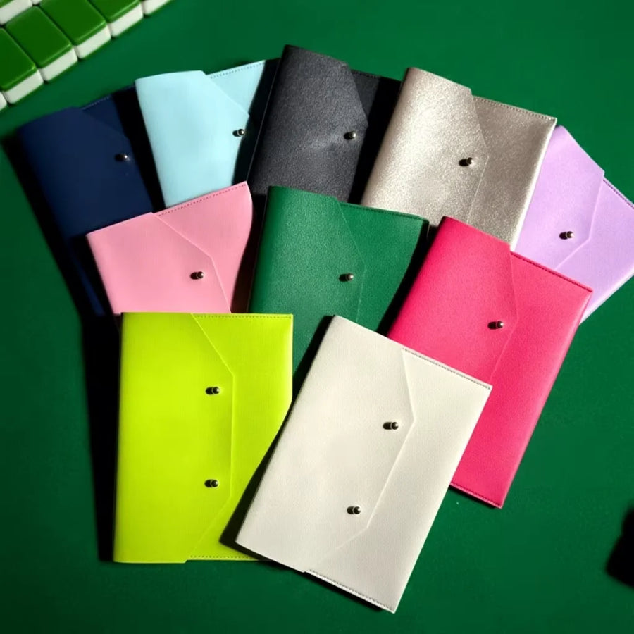 Mahjong Card Holder, PU Leather Envelope Scorecard Case, Portable