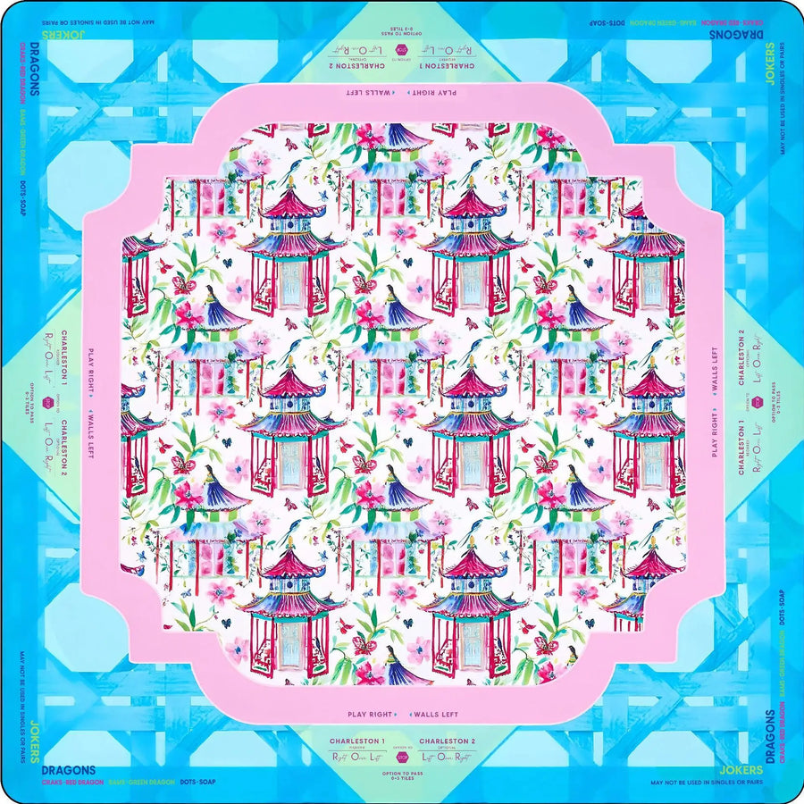 American Mahjong Mat, Rubber, Noise Reducing, Abstract Coral Sea Floral Pattern, view 11