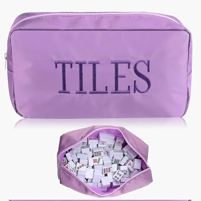 Mahjong Tile Storage Bag, Foldable Canvas, Large Capacity Carrying Case, Multicolor