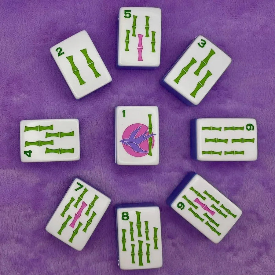 American Mahjong Tiles, 4 Layer Acrylic, Green Christmas Holiday Design, view 3