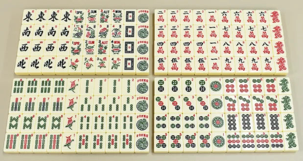 American Mahjong Set, 166 Melamine Tiles with Faux Leather Case, Dice, Chips and Wind Indicator, view 6
