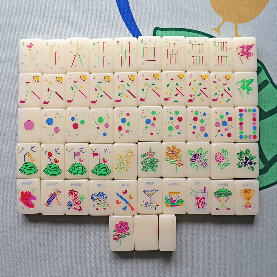 American Mahjong Tile Set, Single Layer Acrylic, Jade Jelly, Palm Springs Minimal Botanical Line, view 7