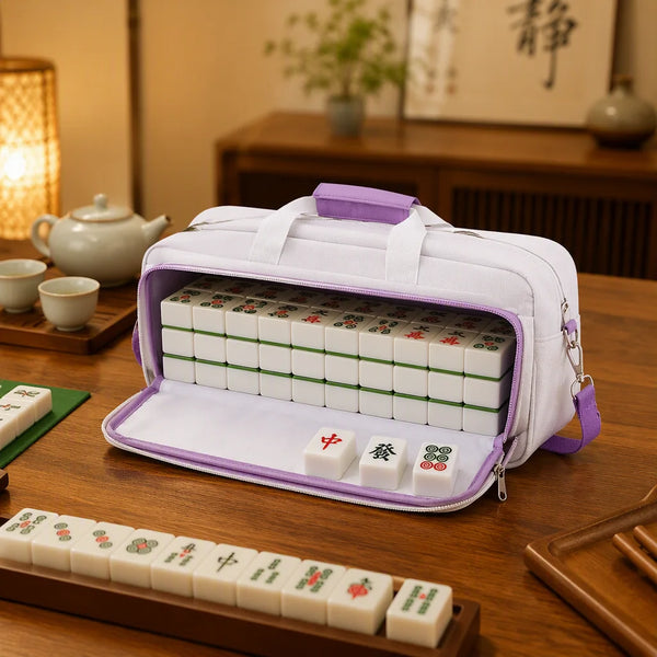 Mahjong Bag, Large Capacity Canvas Tote and Shoulder Bag, Multi-Functional