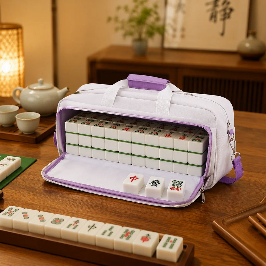 Mahjong Bag, Large Capacity Canvas Tote and Shoulder Bag, Multi-Functional