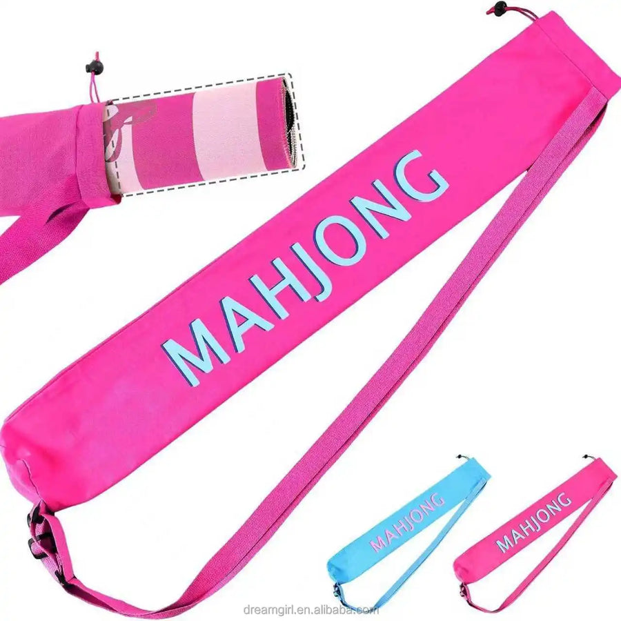Mahjong Mat and Pusher Storage Bag, 34 Inch Long Polyester Drawstring Bag with Strap, Printed, view 7