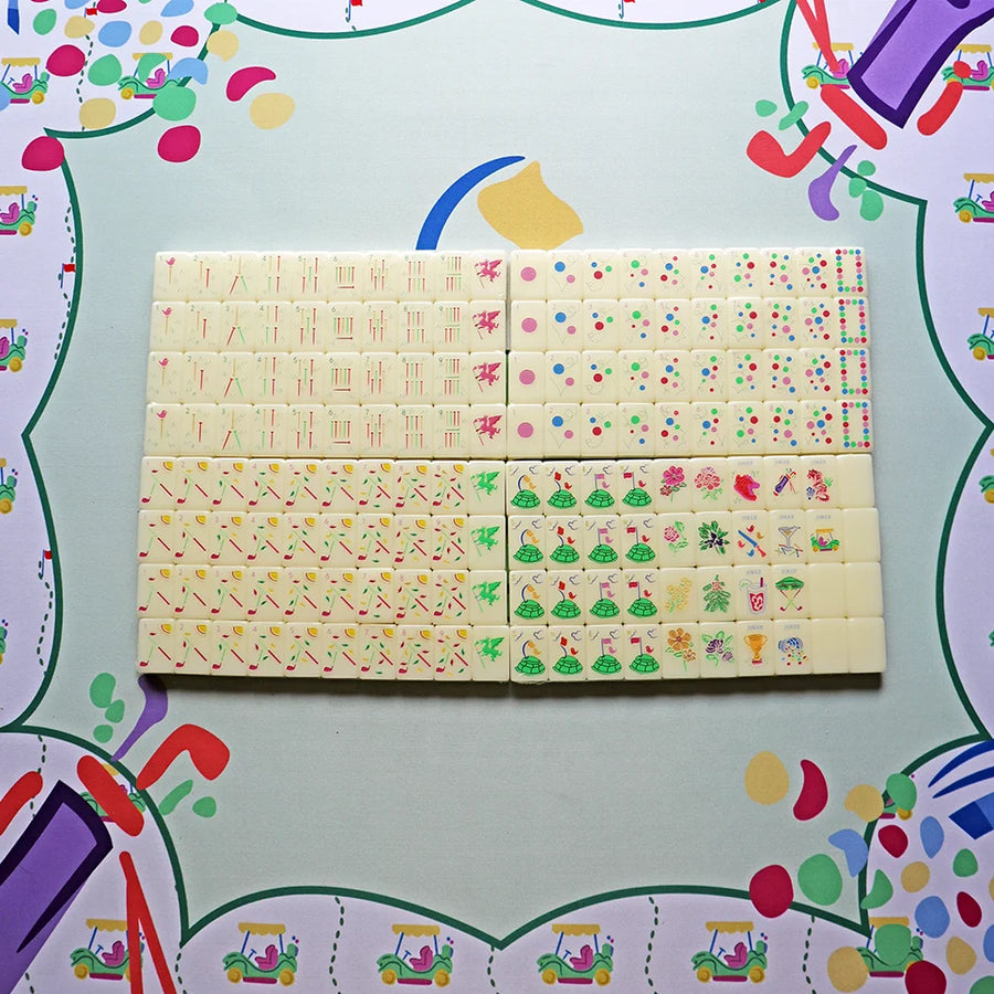 American Mahjong Tile Set, Single Layer Acrylic, Jade Jelly, Palm Springs Minimal Botanical Line, view 3