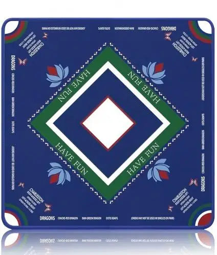 Mahjong Table Mat, Rubber Tablecloth for Mahjong Tiles, Emerald Green Pattern