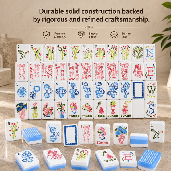 American Mahjong Set, 166 Tiles, 4 Layer Acrylic, Contemporary Blue Design