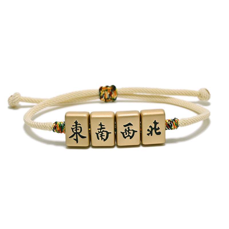 Mahjong Fortune Bracelet, Iron, Chinese Characters, Vintage Retro Style, view 4