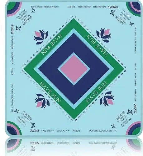 Mahjong Table Mat, Rubber Tablecloth for Mahjong Tiles, Emerald Green Pattern