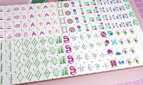 American Mahjong Set, 160 Tiles, 4 Layer Acrylic, Blue Floral, view 2