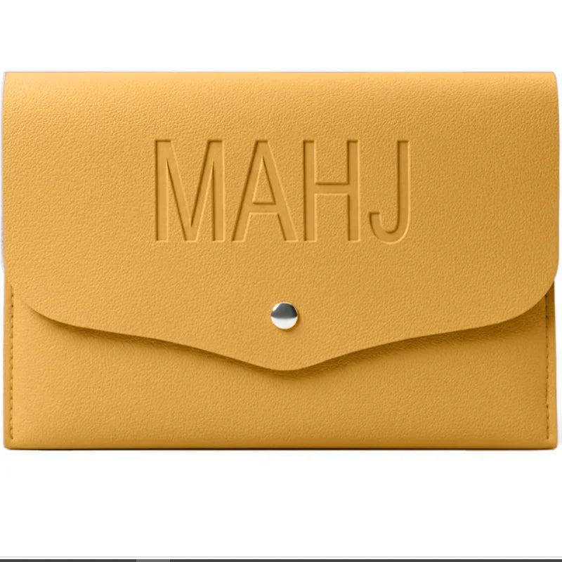 Mahjong Card Clutch Holder Set, Embossed MAHJ PU, with Squeeze Dice Pouch and Line Finder Sleeve, view 7