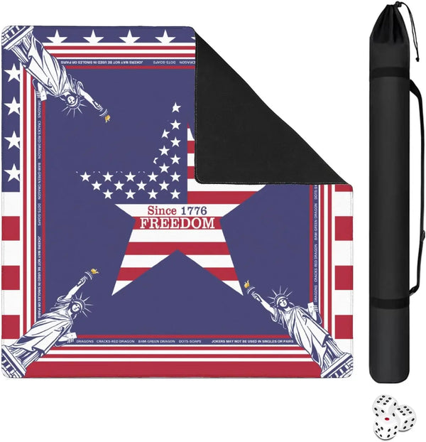 American Mahjong Mat with Rules, Carrying Bag and 3 Dice, Neoprene, Non-Slip, Noise Reducing