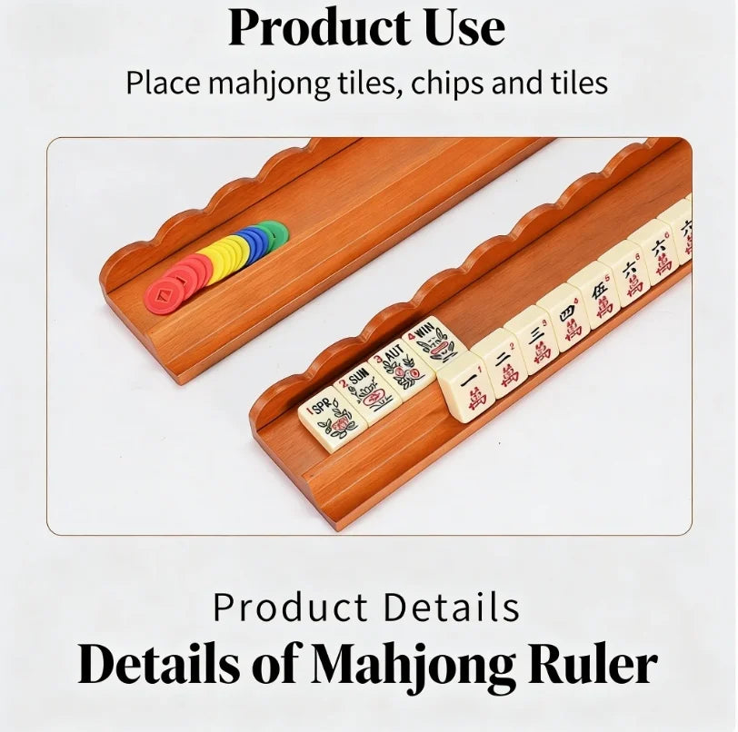 American Mahjong Racks and Pushers, Set of 4, 17.25 Inch Wave Edge Natural Wood, view 2
