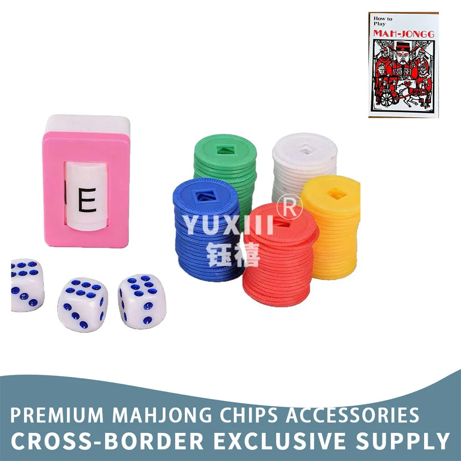American Mahjong Score Chip Set, Five Color Plastic Chips with Dealer Direction Indicator, view 3
