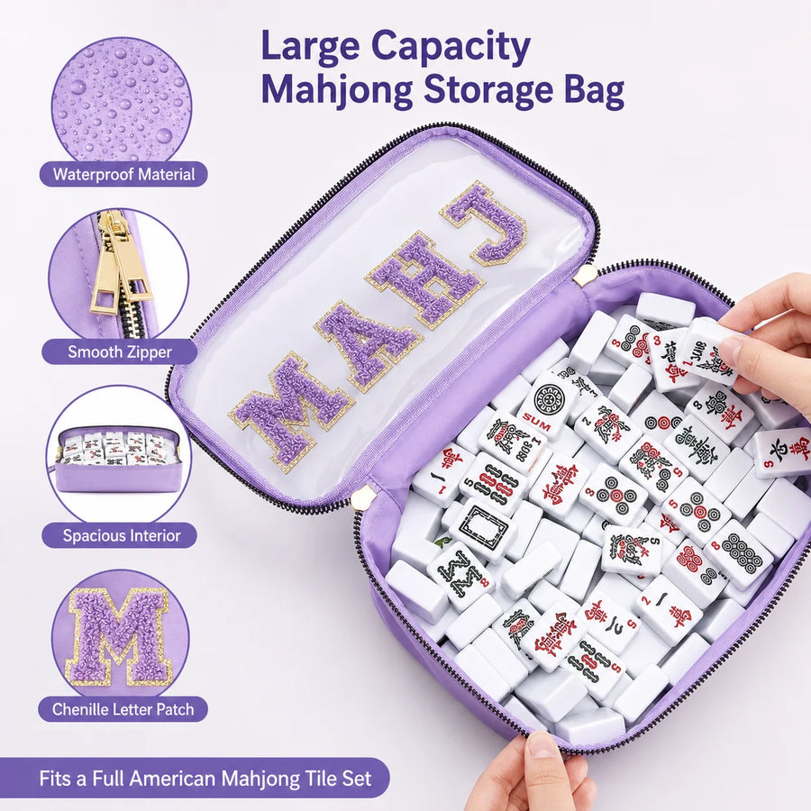 American Mahjong Storage Bag with Clear Window, Large Capacity Travel Carry Case for Tile Set, view 5