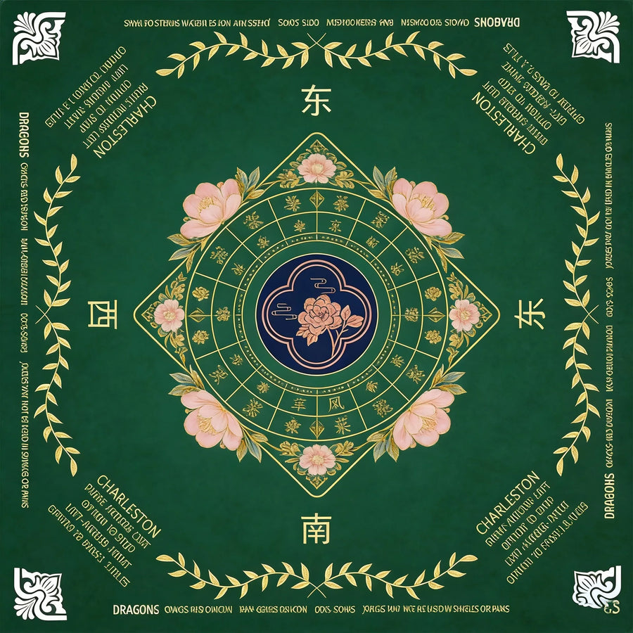 Mahjong Table Mat, Rubber, Non-Slip, Noise Reducing, Water Resistant, Floral Pattern, view 11