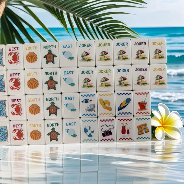 American Mahjong Set, 160 Tiles, 4 Layer, Beach Theme, Complete Set