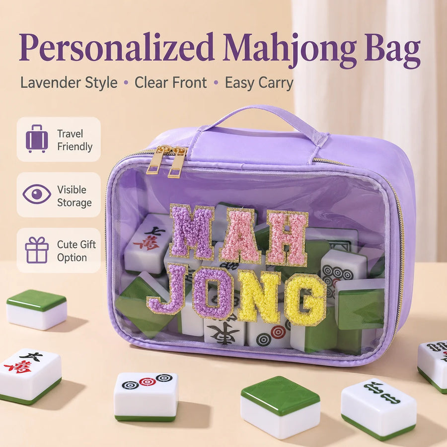 American Mahjong Storage Bag with Clear Window, Large Capacity Travel Carry Case for Tile Set, view 2