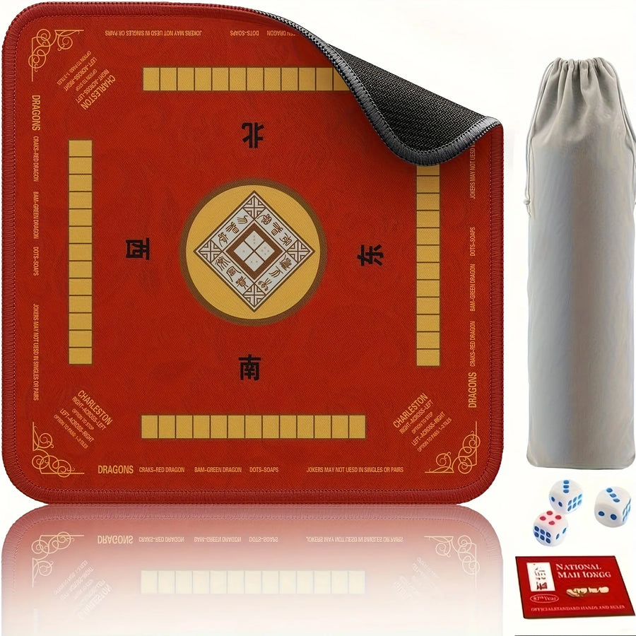 Mahjong Mat with Storage Bag, Non-Slip, Noise Reducing Table Cover for Party Games, view 9