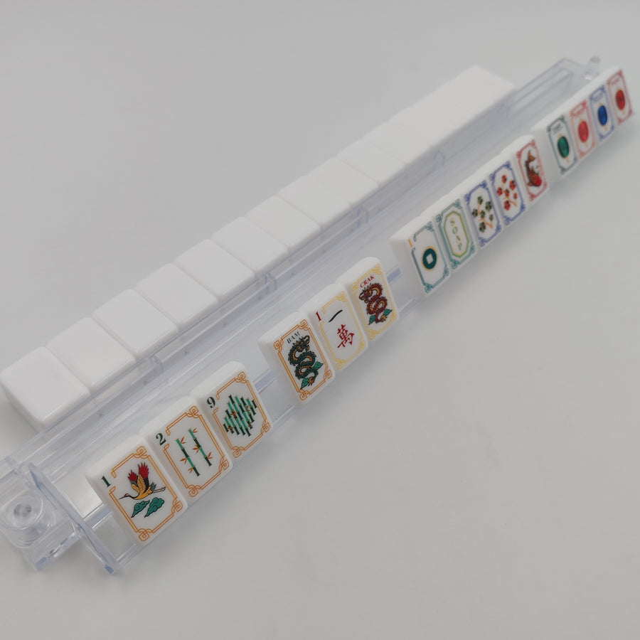 American Mahjong Set, White Crystal Engraved Tiles, Red Koi Jokers, Lantern Wind Tiles, view 3