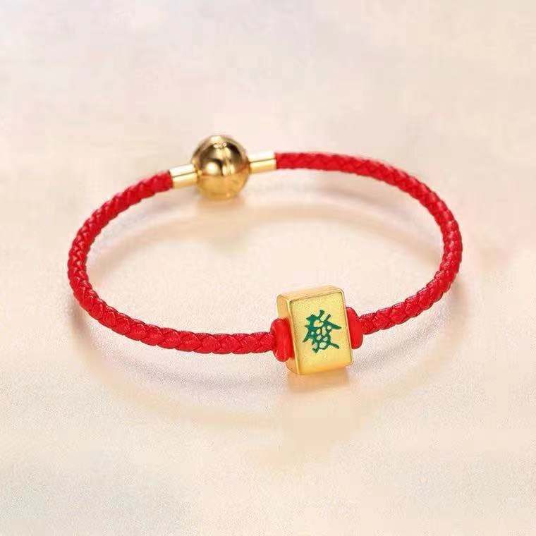 Mahjong DIY Loose Beads for Bracelets and Necklaces, East South West North Zhong Fa, White, view 4