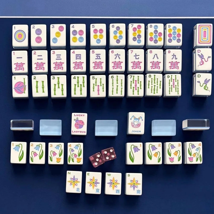 American Mahjong Tiles, 4 Layer Acrylic, Green Christmas Holiday Design, view 4