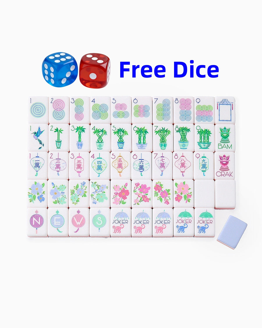 American Mahjong Tile Set, Ceramic Tiles for 4 Players, Portable