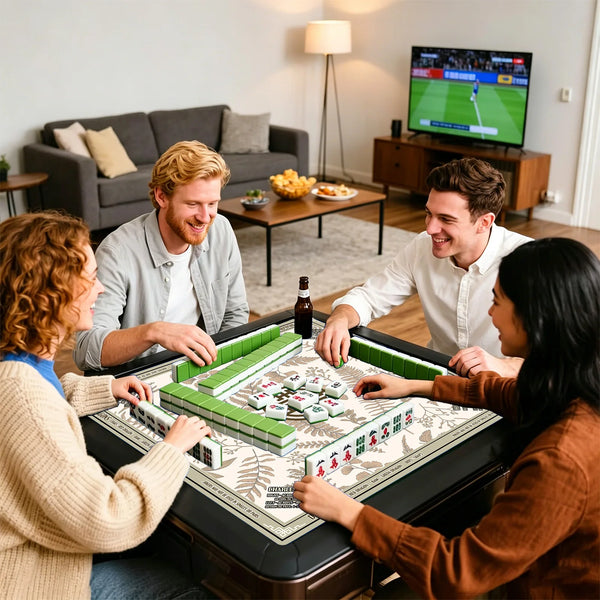 American Mahjong Mat, 33 x 33 Inch Natural Rubber, Non-Slip, Heat Insulating, Chinese Style