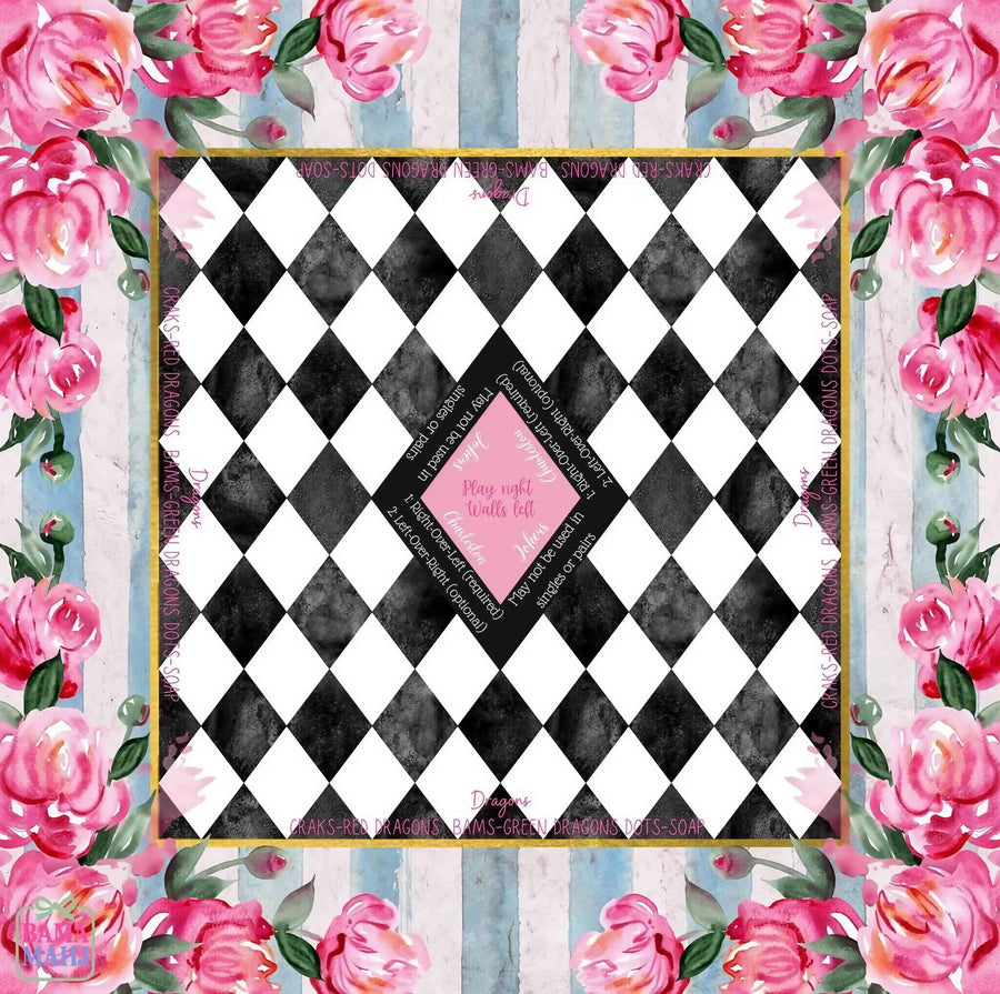 Mahjong Mat for American Mahjong Sets, Neoprene, Rose Floral Pattern