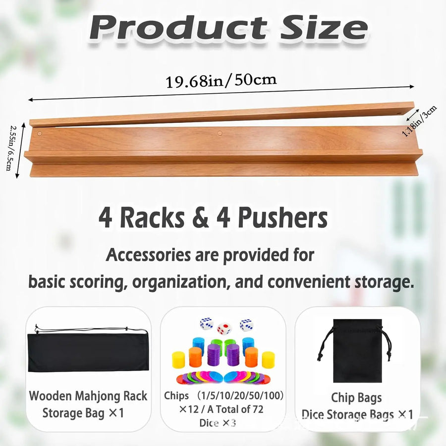 American Mahjong and Domino Racks, Set of 4, Magnetic Solid Wood, view 6