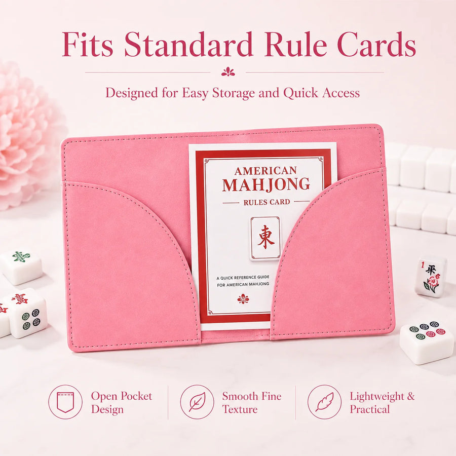 American Mahjong Rule Card Holder, Faux Leather Storage Case, Portable Organizer for Travel, view 2