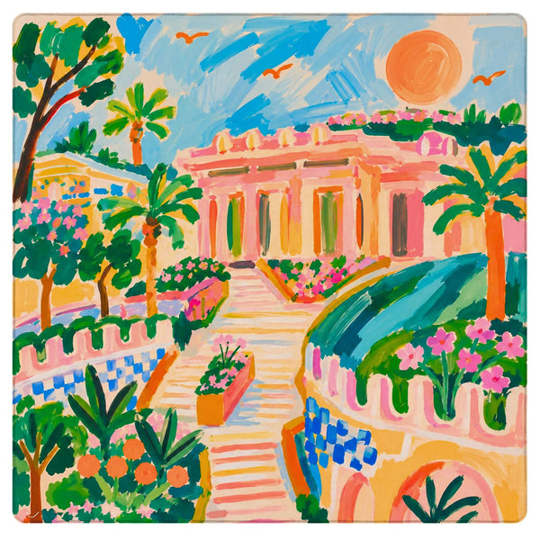 Mahjong Mat, Neoprene, Non-Slip, Waterproof, Mediterranean Garden Oil Painting Design