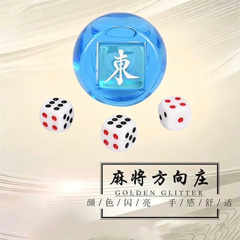 Mahjong Wind Dice, 4 Piece Polyhedral Resin Dice Set, Golden Color, view 7