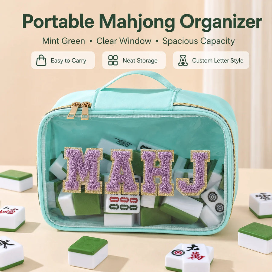 American Mahjong Storage Bag with Clear Window, Large Capacity Travel Carry Case for Tile Set