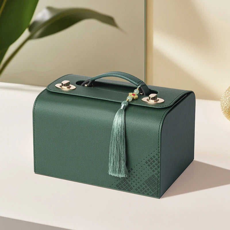 American Mahjong Storage Case with Handle, PU Leather Organizer Box, Tiles Not Included, view 11