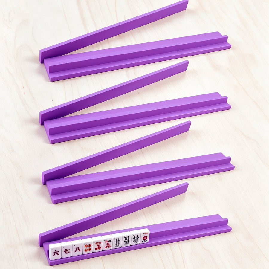 Mahjong Tile Racks and Pushers, Set of 4, 20 Inch Foldable Modern Wood, Portable, view 3
