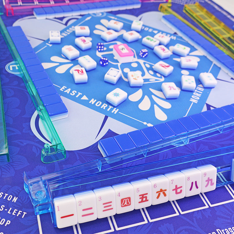 American Mahjong Set, 160 Pieces, Engraved Acrylic Mah Jongg Tiles, Blue, view 6