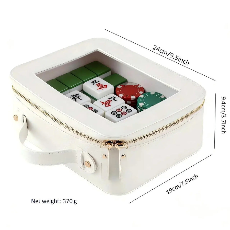 Mahjong Travel Case, Portable Storage Bag with Clear PU Cover, view 6