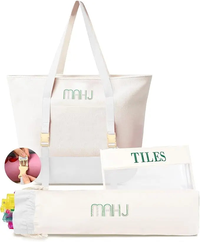 American Mahjong Storage Bag Set, 3 Pieces, Canvas, Large Capacity Lightweight Carrying Case, view 7