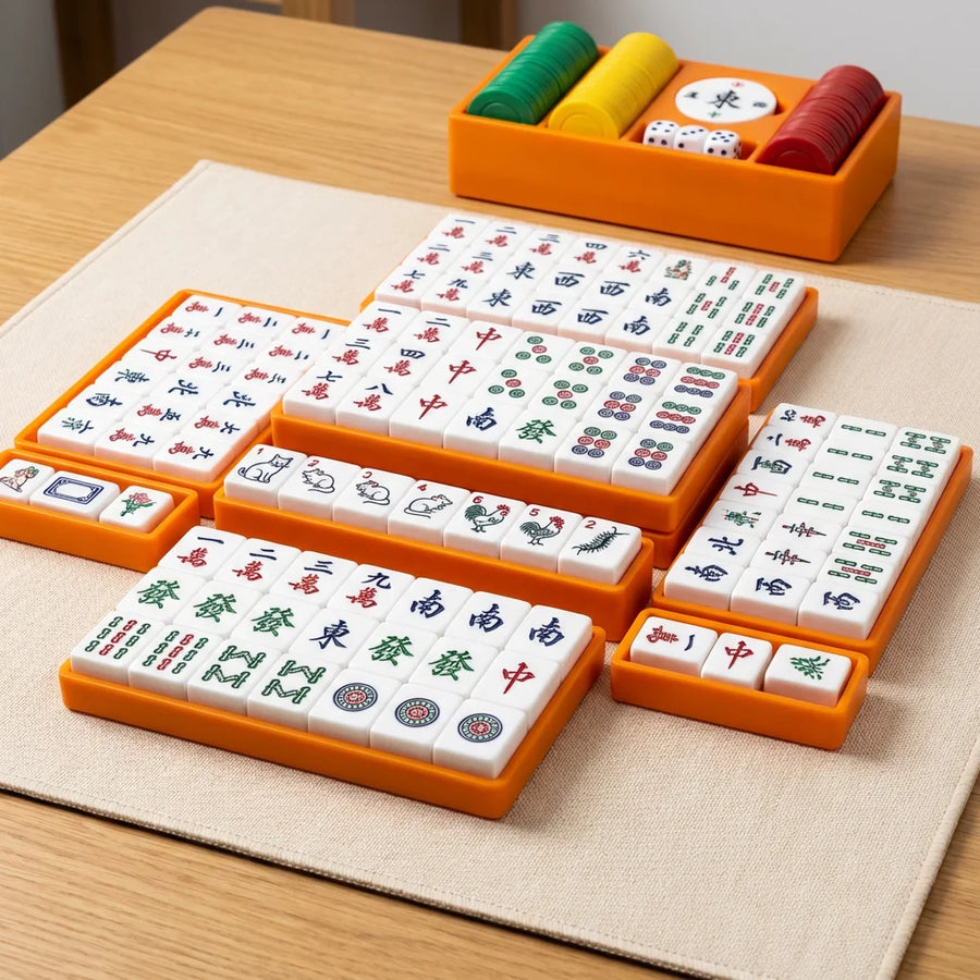 American Mahjong Set, 166 Engraved Acrylic Tiles with Carrying Case and Accessories, view 6