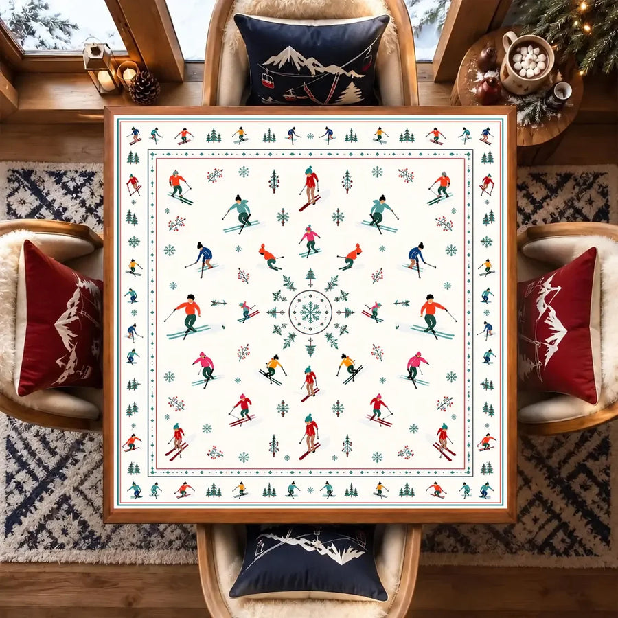 American Mahjong Mat with Carry Bag, Neoprene, Non-Slip, Noise Reducing, Black and Gold Crane and Peony