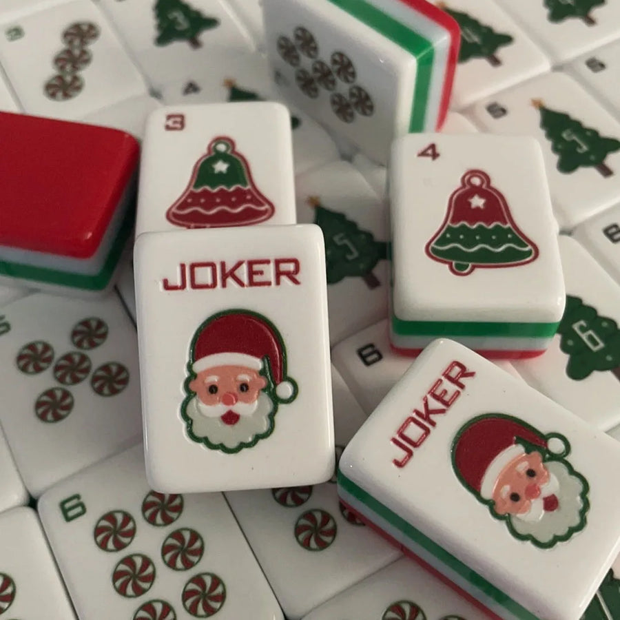 American Mahjong Tiles, Christmas Red 4 Layer Acrylic, Holiday Design, view 2