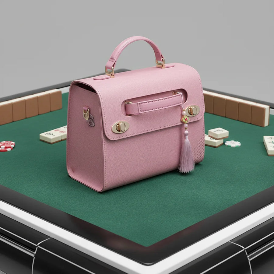 American Mahjong Storage Case with Handle, PU Leather Organizer Box, Tiles Not Included, view 3