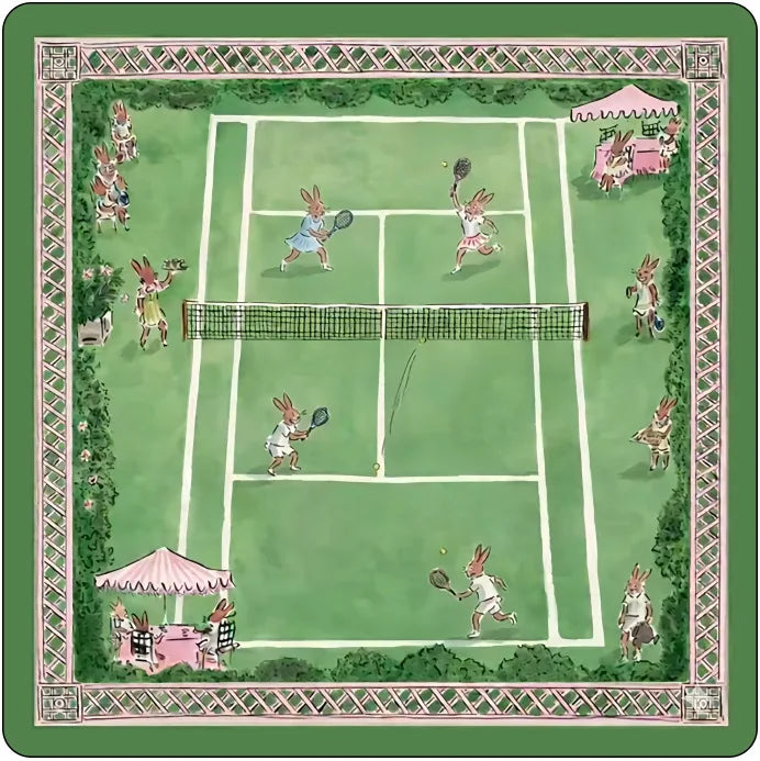 American Mahjong Mat, Rubber, Noise Reducing, Abstract Coral Sea Floral Pattern