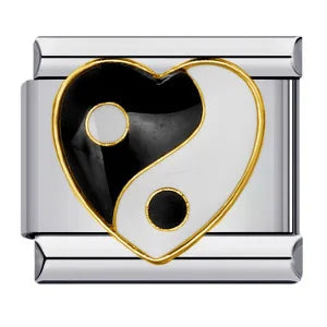 Mahjong Italian Charm Bracelet, Stainless Steel, Dragon and Yin-Yang Charms, Interchangeable
