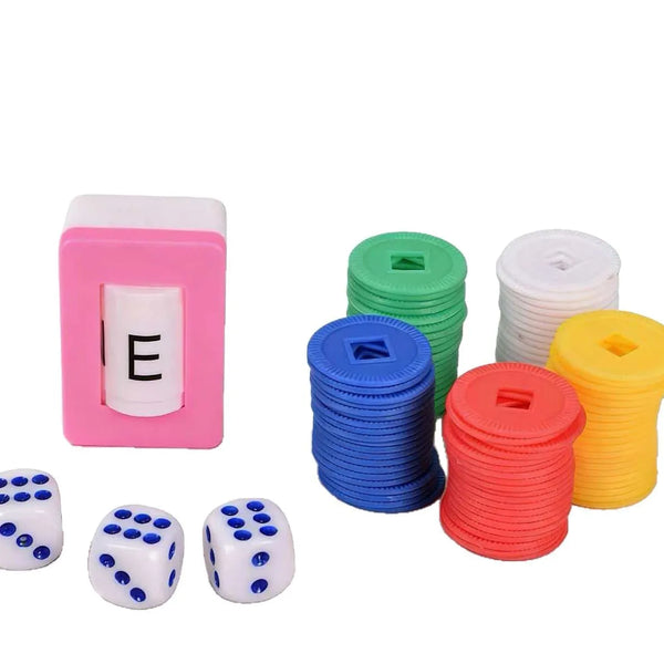 American Mahjong Score Chip Set, Five Color Plastic Chips with Dealer Direction Indicator