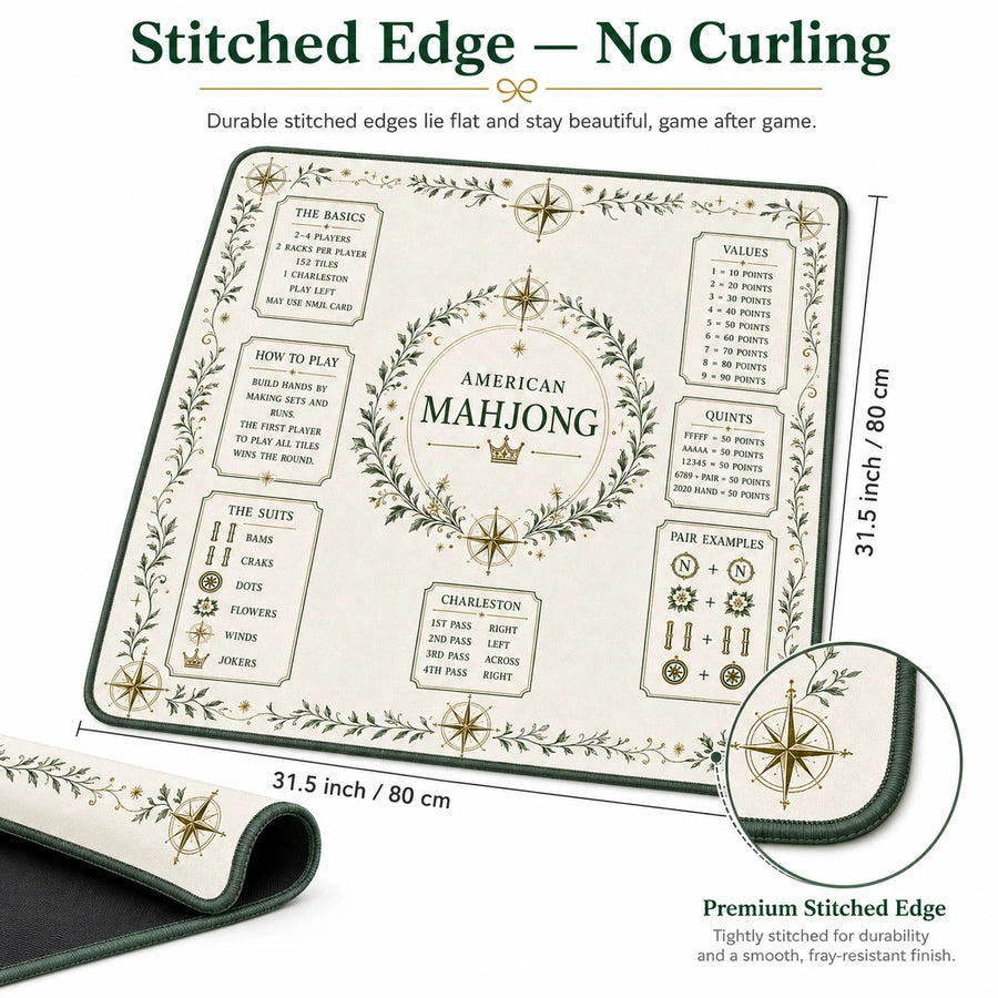 Mahjong Table Mat with Travel Bag, Neoprene, Noise Reducing, Forest Green Laurel Wreath, view 5
