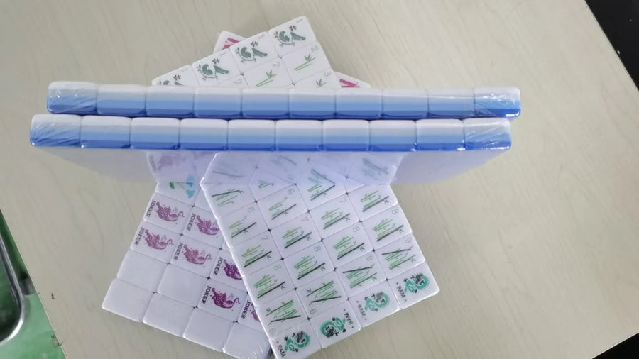 American Mahjong Set, 160 Tiles, 4 Layer Acrylic, Blue Floral, view 6