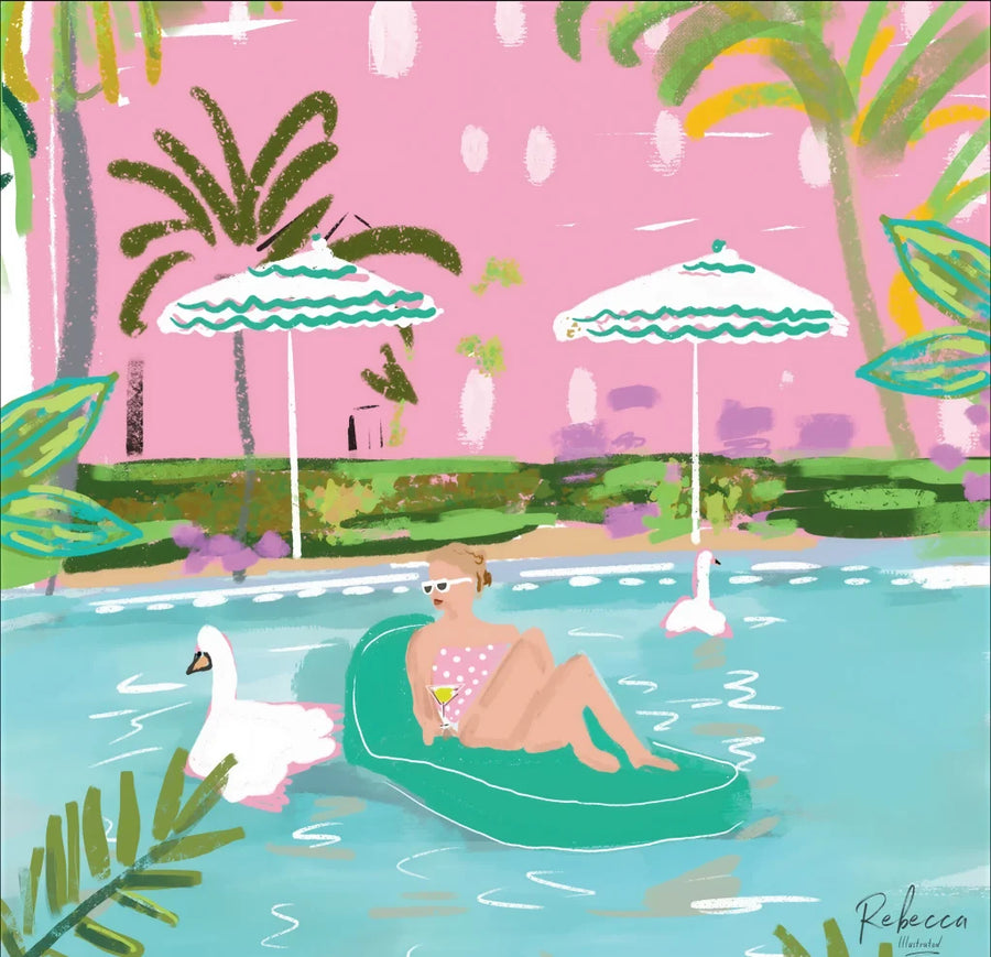 American Mahjong Mat, 33 x 33 Inch Neoprene, Non-Slip, Pink Leopard and Palm Scarf Print